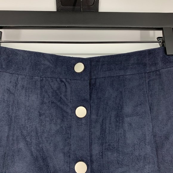 Raga Skirt Tara Blue Faux Suede Button Down Front Mini - Picture 3 of 11